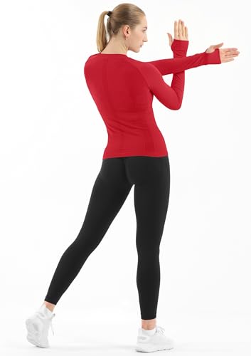 Image of MathCat Seamless Workout Shirts for Women Long Sleeve Yoga Tops Sports Running Shirt Breathable Athletic Top Slim Fit XS-XL