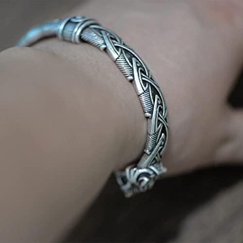 Norse Tradesman Viking Bracelet - Semi-Adjustable Bangle - Original Design | Serpent | Wolf | Iron Antique Snap Clasp4