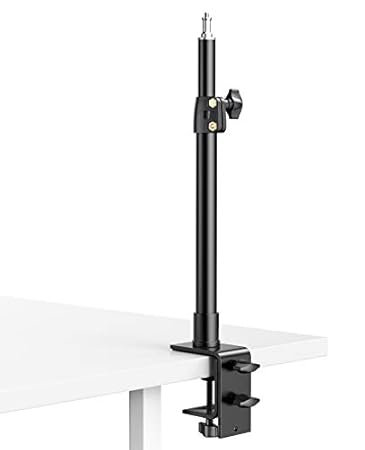 Dazzne Desk Mount Stand, 12.9-22inch Tabletop C Clamp Mount Stand, Adjustable Table Aluminum Light Stand with Standard 1/4 Screw Tip for DSLR Camera, Ring Light, Video Light, Panel Light