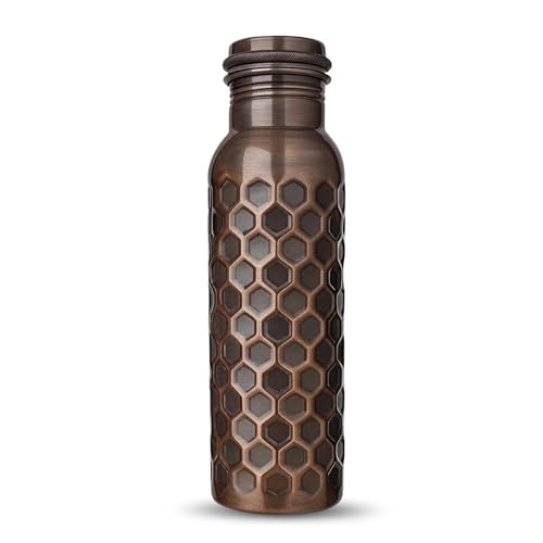 Image of Metallix Copper Water Bottle 1 Ltr | Copper Bottle for Men & Women | 100% Pure Copper | BPA Free & Leak Proof | Easy to Carry | Suitable for Yoga, School & Office (Antique Bronze)