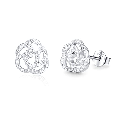 Pendientes de plata 925 de rosa con acabado premium antialérgico