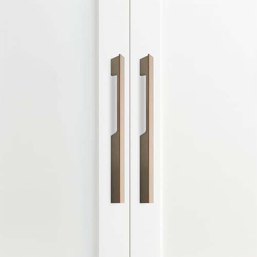 Image of Altroz Modern Handle for Wardrobe /Cabinet Handle /Pull Handle for Wardrobe /Cupboard Handle (96mm Hole to Hole) Aluminum - White Pearl /G.Brown (Pack of 1)-| 3 Years Warranty |