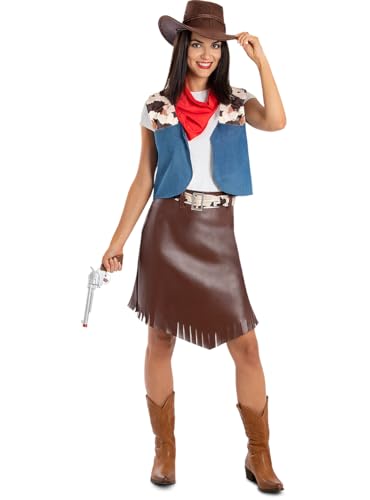 Funidelia | Disfraz de Vaquera para Mujer Vaqueros, Indios, Western - Disfraz para Adultos y Divertidos Accesorios para Fiestas, Carnaval y Halloween - Talla S - M - Marrón