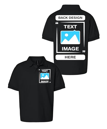 Gildan Custom Youth Polo Shirt - Personalized Short Sleeve Polo for Kids Boys & Girls - Add Your Image Text Photo School Logo