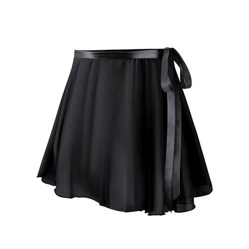 Falda De Ballet De 1 Pieza, Falda Cruzada para Mujer, Ballet Rock, Cintura con Cinturón Ajustable, Traje De Danza De Ballet, Falda De Gasa, Falda De Baile para Niñas Y Mujeres (Negro)