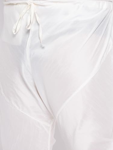 Image of Vastramay Plus Men's White Silk Blend Kurta Pyjama Set VPLUSMKWH001nPBL 44 | Independence Day