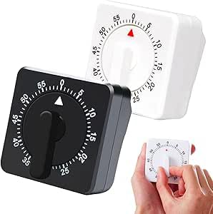 2Stück Eieruhr Mechanisch, Kurzzeitwecker KüChe, Mechanisch 60 Minuten KüChenwecker Mit Lauter, KüChenuhr Timer FüR Kochen Zum Kochen, Sport, Lernen (Weiß + Schwarz)