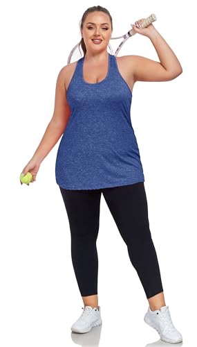 Image of ForHailey Women's Plus Size Cross Back Workout Tank Tops Athletic Shirts
