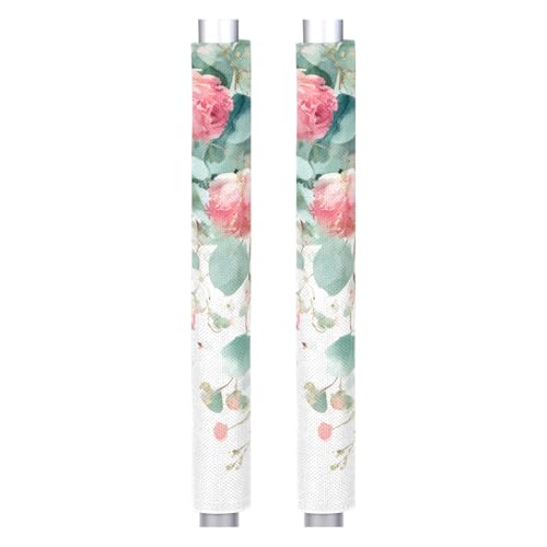 Image of Refrigerator Door Handle Covers Set of 2 Watercolor Flowers Leaves Washable Fridge Dishwasher Mocrowave Oven Stove Decor Protector Handle Cover Keep Kitchen Appliance Clean from Food Stains Decorate