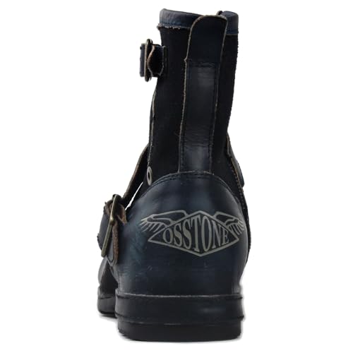 Image of OSSTONE Moto Boots for Men Fashion Zipper-up Leather Chukka Boots Casual Shoes OS-5008-1-BP-US-R Vintage Brown