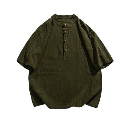 T-shirt ample homme en coton mélangé pratique tenue de thé confortable