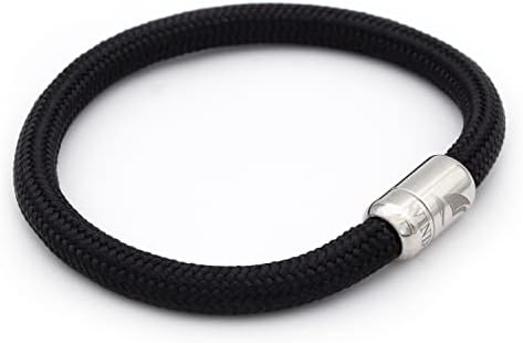 WIND PASSION - Paracord Bracelet for Men & Women | Nautical Bracelet Inspired by Sailor Sea Apparel | Handmade with Braided Rope and Magnetic Clasp | For Men and Women looking for a Sports, Athletic or Surf Style | Waterproof Resistant | Black Bracelet