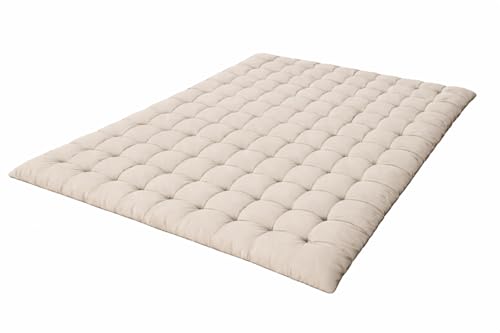 Image of ATOOTFUSION Soft Cotton Quilt | Foldable Light Weight Filled Single Firm Cotton Quilt Mattress| Gadda (Solid Coloured, Sleeping Capacity, 6 x 6 ft or 72 x 72 Inches) Double Bed (Off White)