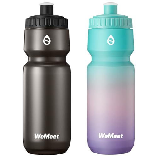 WEMEET Fahrradflasche 700ml, passt die Meisten Fahrradkäfige, BPA frei, Auslaufsichere Sport Radflasche mit Volumenskala, für Radfahren, Fitness, Outdoor(Schwarz & Grün Rosa Violett, 2er Pack) WEMEET Fahrradflasche 700ml, passt die Meisten Fahrradkäfige, BPA frei, Auslaufsichere Sport Radflasche mit Volumenskala, für Radfahren, Fitness, Outdoor(Schwarz & Grün Rosa Violett, 2er Pack)