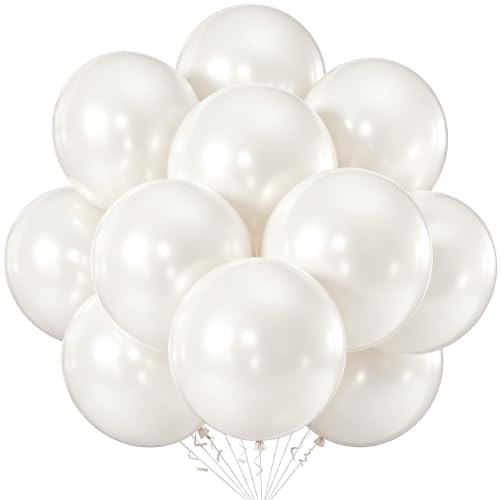 Image of KALOR 18 Inch Pearl White Large Latex Round Balloons 30-Pack
