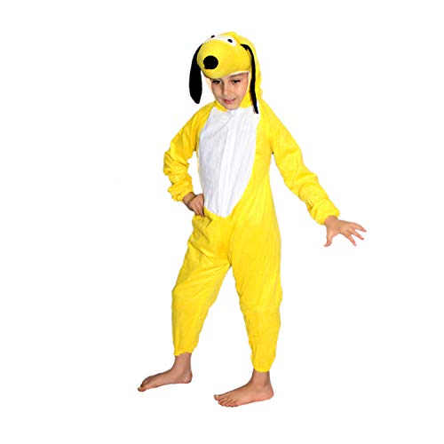 Image of Kaku Fancy Dresses Fleece Dog Cartoon Costume -Yellow, 3-4 Years, For Boys & Girls