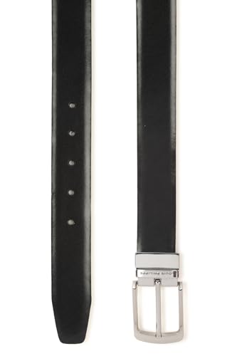 Image of Louis Philippe Men's 100% Italian Leather Brush Gun Metal Buckle Formal Reversible Belt