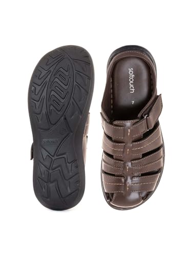 Image of Khadim's 9361254 Lightweight Durable Extra Soft Trendy Premium Stylish Casual Velcro Strap /Slip-On Sandals | Floaters For Men