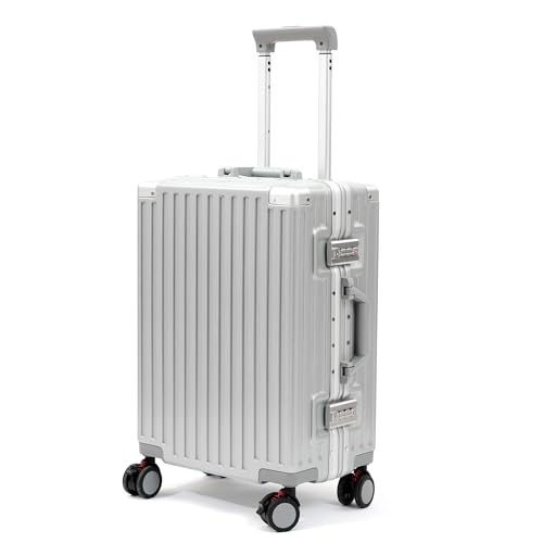 UrbanExporer 26 Inch Hardside Zipperless Luggage with Spinner Wheels, TSA-Approved Lock, Aluminum Frame, Lightweight Checked Suitcase for Travel, Sliver