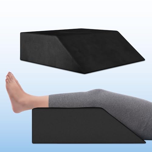 Image of Frido Leg Elevation Wedge Pillow for Edema, Varicose Veins, Fracture | High Resilience Foam Cushion for Leg, Knee & Thigh Support | Back Pain & Swelling Relief | Lightweight (Black)