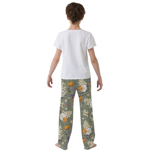 Halloween Gnomes Pumpkin Boys Long Pants Soft Trousers Elastic Waist Kids Lounge Bottoms with Pockets S-XL3