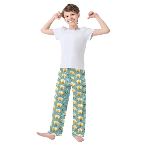 senya Watercolor Yellow Egg Painting Long Pajama Pants Bottoms Soft Sleepwear with Pockets2