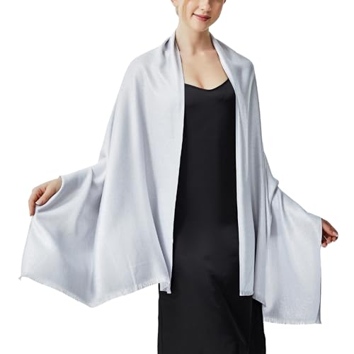 vimate Hochzeit Schals und Wraps, Funkeln Silber Brautkleid Schal Wrap für Gast Abend Cape für Frauen (DE-Hellgrau bis Silber)