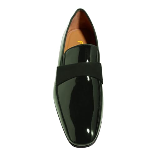 FSJ Men's Square Toe Slip-On Loafers Patent Leather Strap Across Comfortable Casual Formal Wedding Tuxedo Shoes Size 4-16 US4