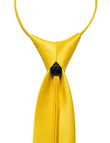 Image of YourTies Zipper Tie for Men Adjustable Pre-tied Satin Neckties and Pocket Square Set Solid Color Business Formal Wedding