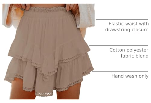 Image of Aoudery Flowy Shorts for Women Casual Boho Ruffle Tiered Skorts High Waist Mini Skirts Golf Tennis Crochet Shorts