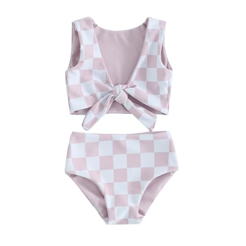 Image of Toddler Baby Girl Bathing Suit Two Piece Swimsuit Floral Kontted Tankini Top Swim Shorts Bikini Set Swimwear