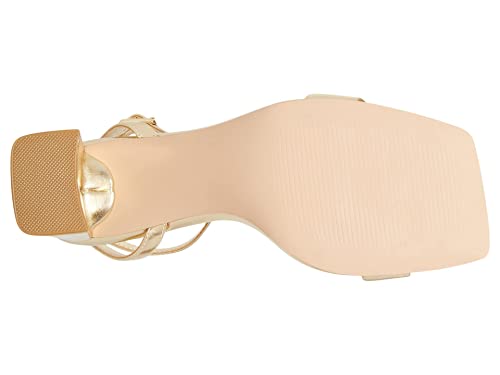 Steve Madden Steve Madden® Luxe Block Heeled Sandals for Women – Leather Upper and Lining – Adjustable Buckle Closure Gold 7.5 M