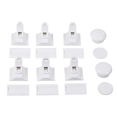 Image of 6-Pack Baby Safety Locks | Child Proof Cabinets, Drawers, Appliances, Toilet Seat, Fridge and Oven | Tools Not Required (White)