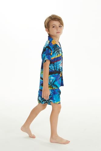 Image of Boys' Aloha Shirt Cabana Set in Signature Prints | Button Front Shirt; Soft Rayon Fabric; Signature Tropical Prints; Lightweight Comfort; Vacation Ready