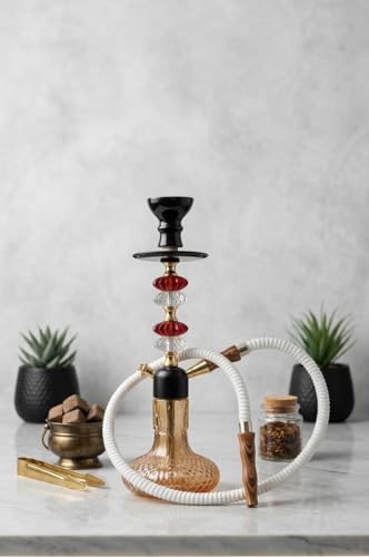 Image of Russian Glass Hookah | Chrome Plated Designer Crystal Style 18 Inch Glass, Iron color Gold 35 cm Height