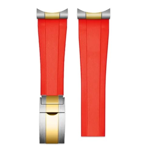 Bracelet de montre en caoutchouc avec port d'extrémité incurvée métal