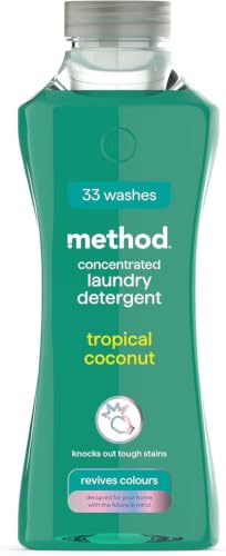 method Concentrated Laundry Detergent Washing Liquid Fresh Tropical Coconut Scent 1 x 33 Washes 1 x 990ml