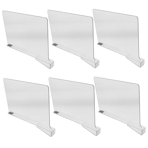 PRETYZOOM 6pcs Clear Acrylic Closet Dividers Adjustable Organizer for Clothes Wardrobe Shelves and Efficient Home Storage Easy Installation Sturdy Transparent Design