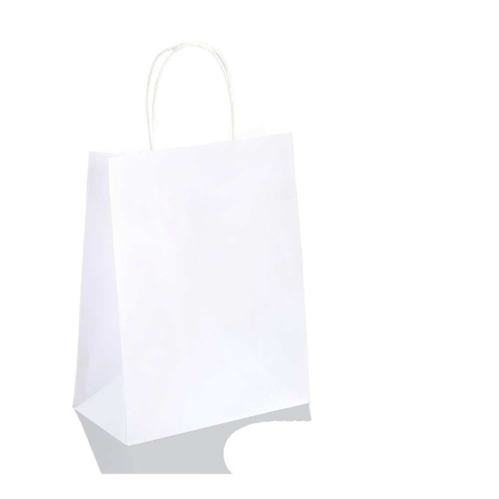 10/30/50 imprezowa torba prezentowa nadająca się do recyklingu torba na zakupy z papieru kraftowego Boże Narodzenie ślub cukierki prezent torba dostawa opakowanie torebka (biała, 15 x 21 cm x 40 szt.)