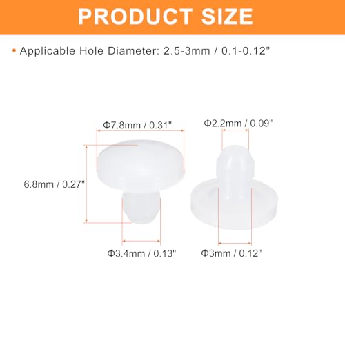 Image of uxcell 36 Pcs Silicone Plugs, Rubber Round Snap in Locking Hole Plugs for 2.5-3mm Hole, Hole Stoppers Waterproof Hole Plug for Metal Tube, Furniture End Caps Inserts, Clear