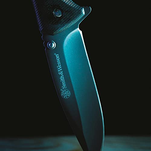 Image of Smith & Wesson Velocite 7.75in High Carbon S.S. Assisted Folding Knife with 3.5in Clip Point Blade and Polymer Handle for Outdoor, Tactical