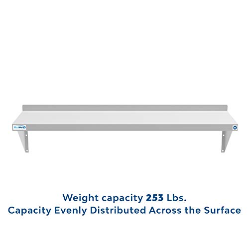 Image of KoolMore NSF Stainless Steel Wall Mount Shelf - Industrial Grade Metal Shelf for Commercial Restaurant Kitchens 12 x 48