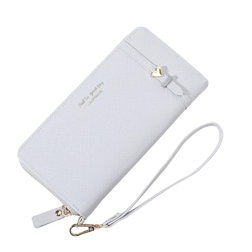 JIUFENG Women Long RFID Blocking Wallet Large Capacity Zipper Wristlet Purse Card Holder Cellphone Bag Fashion Clutches