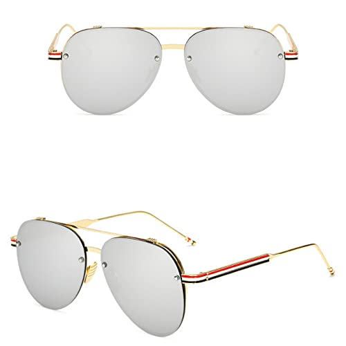 Lunettes de soleil luxe avec cadre en métal pilote pour femme et verres dégradés haute couture