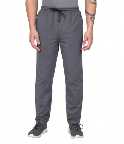 Image of RUGAN Men's Cotton Track Pants Regular Fit | Sports Gym Joggers Lower with Dual Zipper Pockets