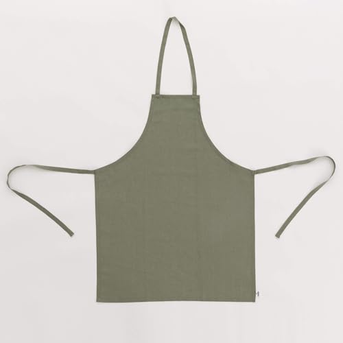 Tablier lin toucher doux et léger BELUM vert | Protection anti-taches 195g