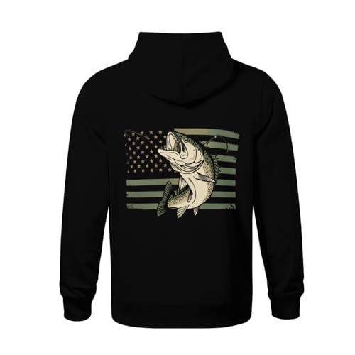 Kids Fishing US American Flag Bass Fishing Fisherman Boys Girls Lightweight Kangaroo Pocket Fleece Hoodies3