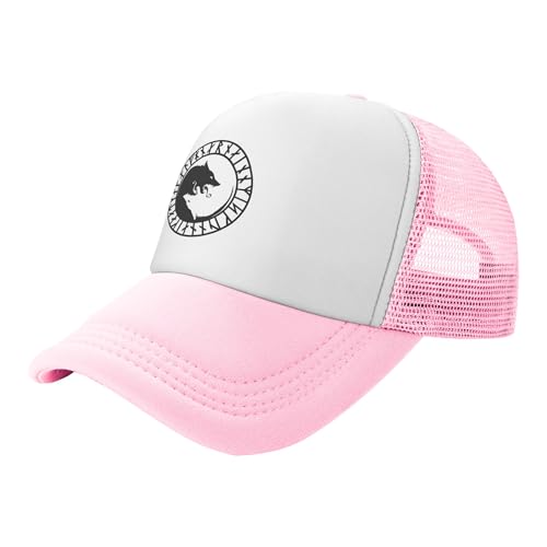 The Wolf of Yin and Yang Lightweight Mesh Baseball Hat Fishing Sun Cap Outdoor Casual Cap Pink