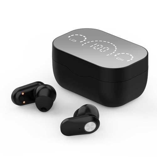 AIMFFIN Bluetooth Hearing Aids for Seniors Rechargeable with Noise Cancelling and Volume Control, In-The-Ear Hearing Amplifier Ear Aid for Adults Elders Hearing Loss, Portable Charging Case with LED Power Display, Black
