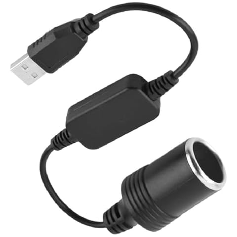 USB A to Cigarette Lighter Adapter Power Cable 12V Cigarette Lighter Socket Female Converter Adapter Cord for Driving Recorder, Electronic Dog, Car Charger Cover